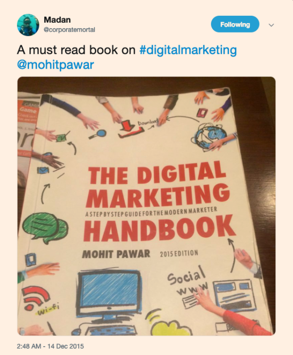 Praise for Mohit Pawar's digital marketing book called "The Digital Marketing Handbook"